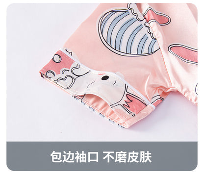 Children's Home Suit Summer Thin Boys and Girls Short-sleeved Cropped Pants Air-conditioning Suit 3-8 Children's Pajamas