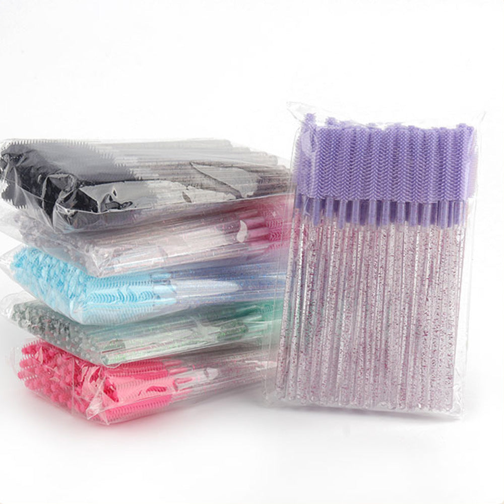 Wholesale foreign trade crystal rod silicone eyelash brush eyebrow brush color eyelash comb disposable eyelash combing tool