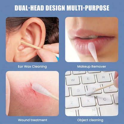 1000 double-headed multifunctional cotton swab wholesale large disposable sanitary cotton swab ear spoon makeup remover cotton