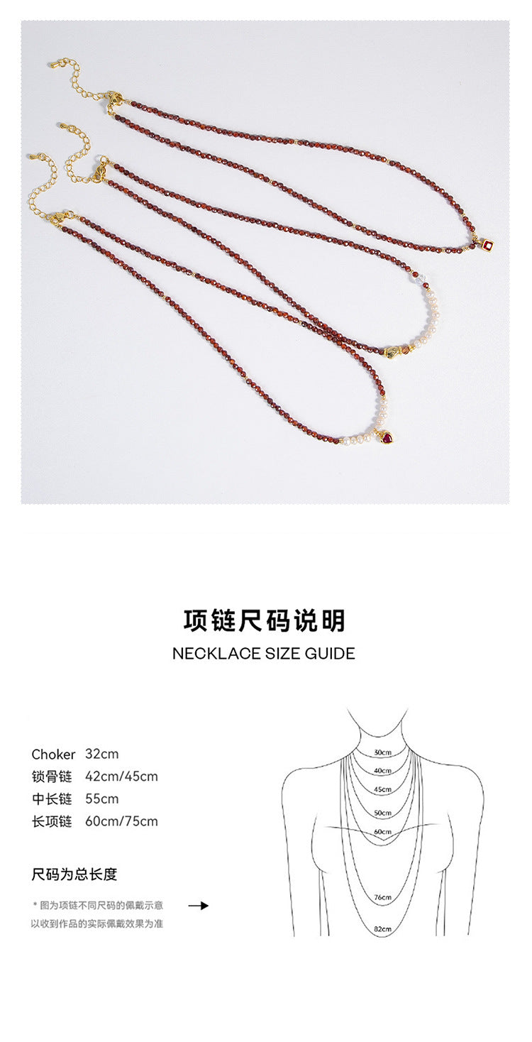 Natural Freshwater Pearl Necklace Imported Zircon Beaded Cutting High-grade Sense Exquisite All-match Love Pendant Necklace Women