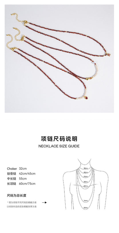 Natural Freshwater Pearl Necklace Imported Zircon Beaded Cutting High-grade Sense Exquisite All-match Love Pendant Necklace Women