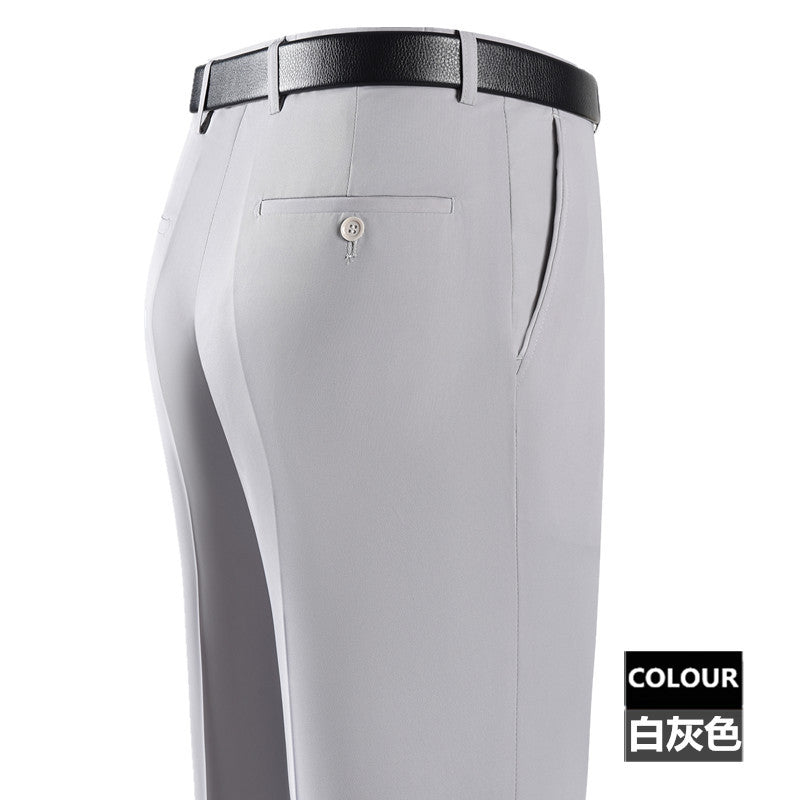 2025 New Summer Thin Mulberry Silk Middle-Aged Business Casual Straight Loose Wrinkle-Free Men's Pants