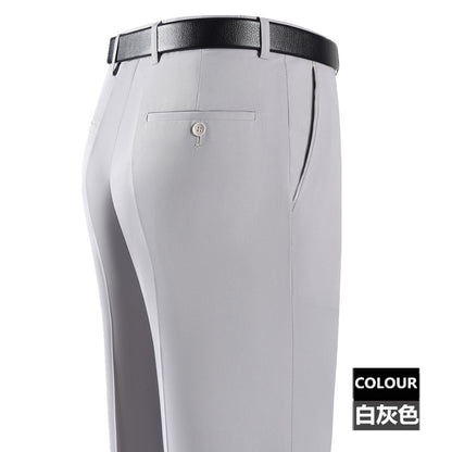 2025 New Summer Thin Mulberry Silk Middle-Aged Business Casual Straight Loose Wrinkle-Free Men's Pants