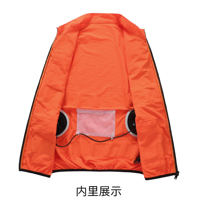 New Summer Fan Clothes Construction Site Cooling Air-Conditioning Clothes Outdoor Reflective Strip Air-Conditioning Clothes Men's Style with Fan