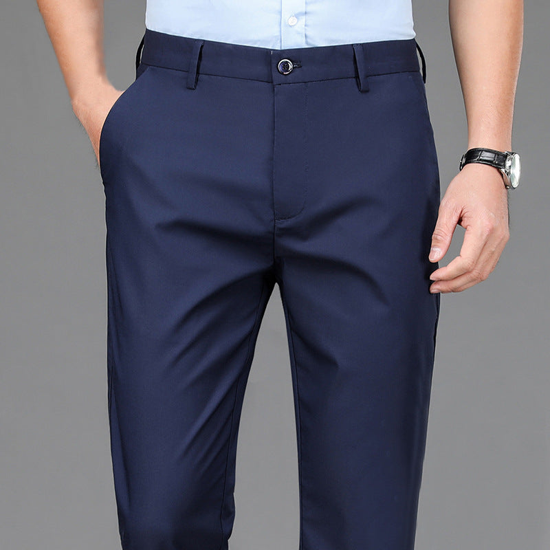 Men's Casual Trousers for Foreign Trade, Loose and Fattened, No-Iron Straight Suit, Business Elastic Trousers Wholesale