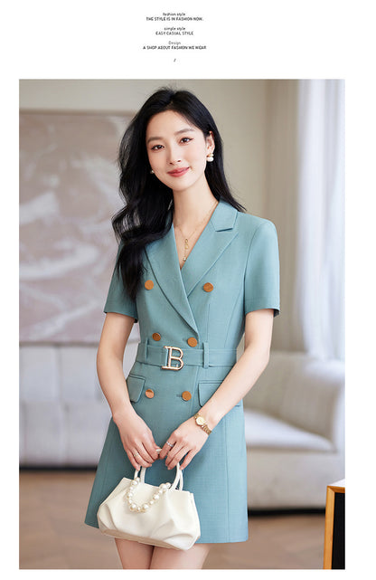 French Hepburn Style Small Black Dress High Sense High Cold Royal Sister Fried Street Small Fragrance Style Pleated Professional Suit dress Summer