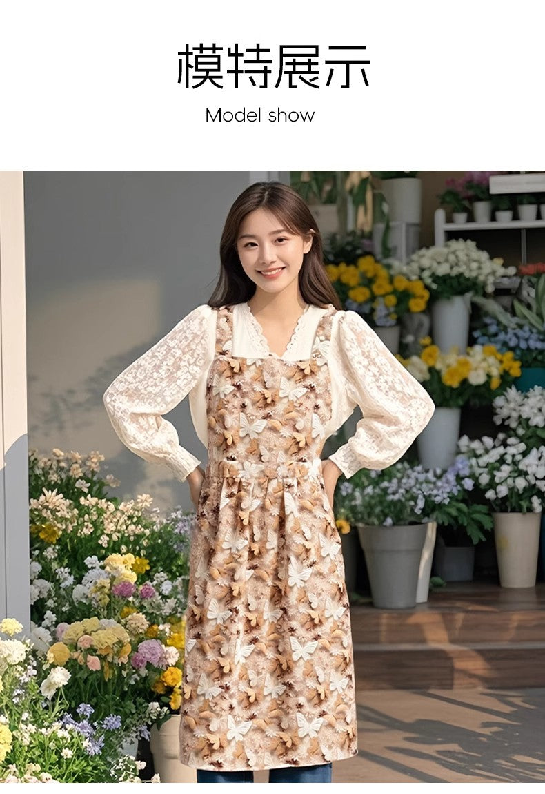 Floral Apron, High-Looking, Young Style, Anti-Fouling Suspenders, Flower Shop, Cafe, Cake Shop, Baking Work Clothes
