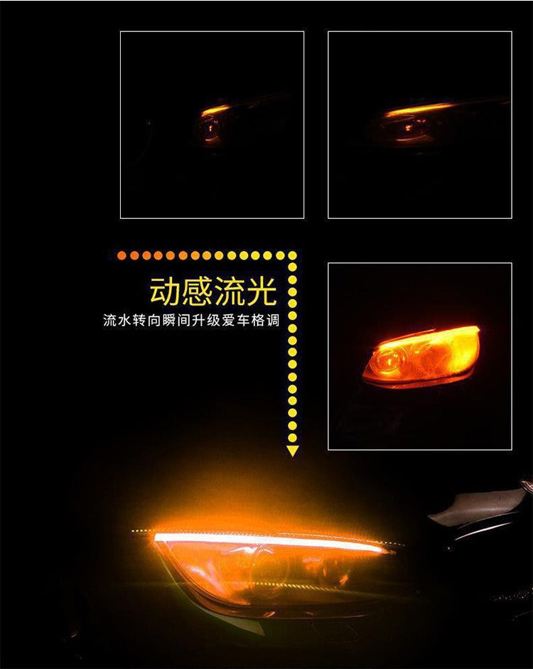 Source Spot Ultra-Thin Daytime Running Light Running Water Steering Light Strip Soft Silicone White Light Steering Yellow Light Start Scanning Model