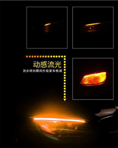 Source Spot Ultra-Thin Daytime Running Light Running Water Steering Light Strip Soft Silicone White Light Steering Yellow Light Start Scanning Model