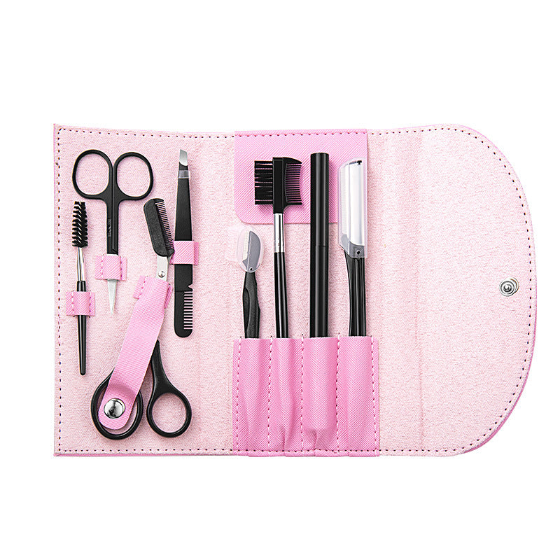 Eyebrow trimming 8 piece set beauty scissors eyebrow trimming suit beauty makeup multifunctional eyebrow clip eyebrow scissors full suit factory in stock wholesale