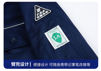 Pure cotton summer anti-static card pocket work clothes gas station filling station thin gas petrochemical long sleeve labor protection clothing