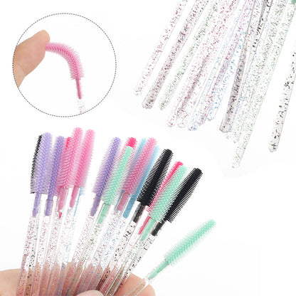 Wholesale foreign trade crystal rod silicone eyelash brush eyebrow brush color eyelash comb disposable eyelash combing tool