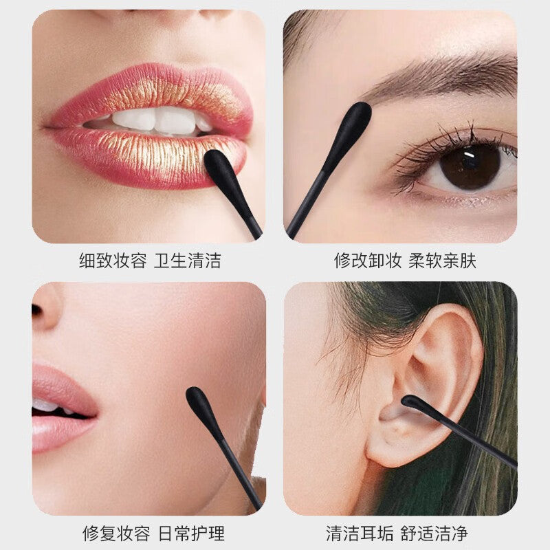 Black spiral double ear scoop cotton swab ear eyebrows wipe makeup cotton swab change eyeliner cleaning cotton swab