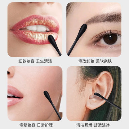 Black spiral double ear scoop cotton swab ear eyebrows wipe makeup cotton swab change eyeliner cleaning cotton swab