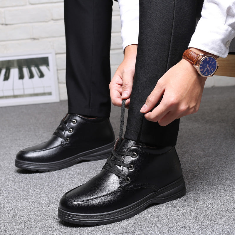Popular men's cotton shoes genuine leather cotton boots pilot quick-heating shoes fleece-lined warm cotton leather shoes wool warm snow boots