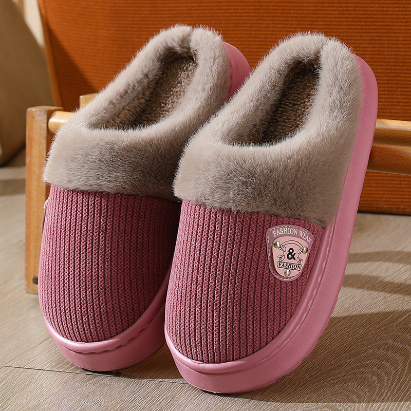 Autumn and Winter Cotton Slippers for Women 2025 New Home Indoor Couple Warm Plush Thickeneded Bottom Men's Cotton Slippers