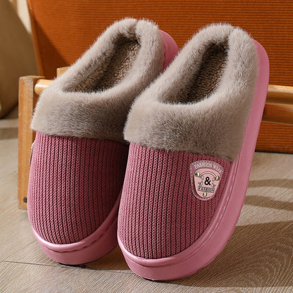Autumn and Winter Cotton Slippers for Women 2025 New Home Indoor Couple Warm Plush Thickeneded Bottom Men's Cotton Slippers