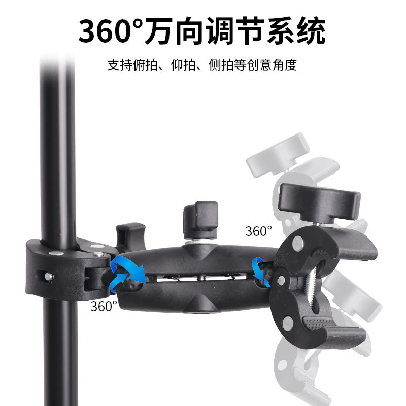 Action Camera Handlebar Bracket, Cycling Navigation Double-Head Clamp Bracket, Universal Ball Head Motorcycle Mobile Phone Holder
