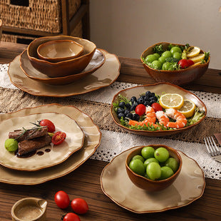 Retro Japanese Style Ceramic Bowl Creative Personality Household Rice Bowl Restaurant Special Snack Bowl Dessert Salad Bowl