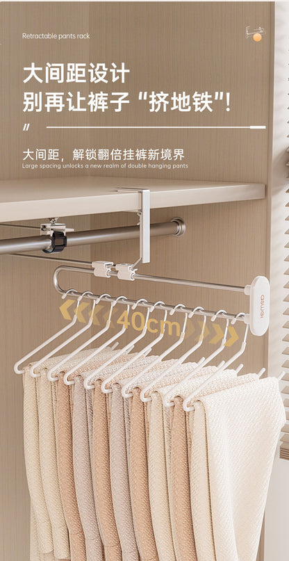 Pull-out trouser rack telescopic slide rail top trouser hanger clothes rail wardrobe built-in pants hanging pants hanging storage wholesale