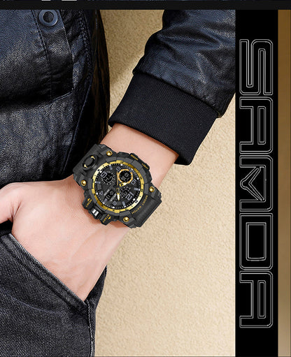 Sanda Hot-Selling Watch Korean Version Student Party Multi-Functional Waterproof Alarm Clock Electronic Watch Cool Dual Display Luminous Sports Watch by PDG ibma