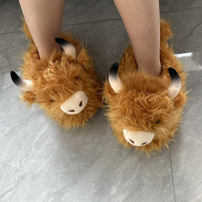 Imitation Yak Cotton Slippers Autumn and Winter Home Floor Stupid Cow Platform Cotton Shoes Cute Outer Wear Comfortable Slippers for Women