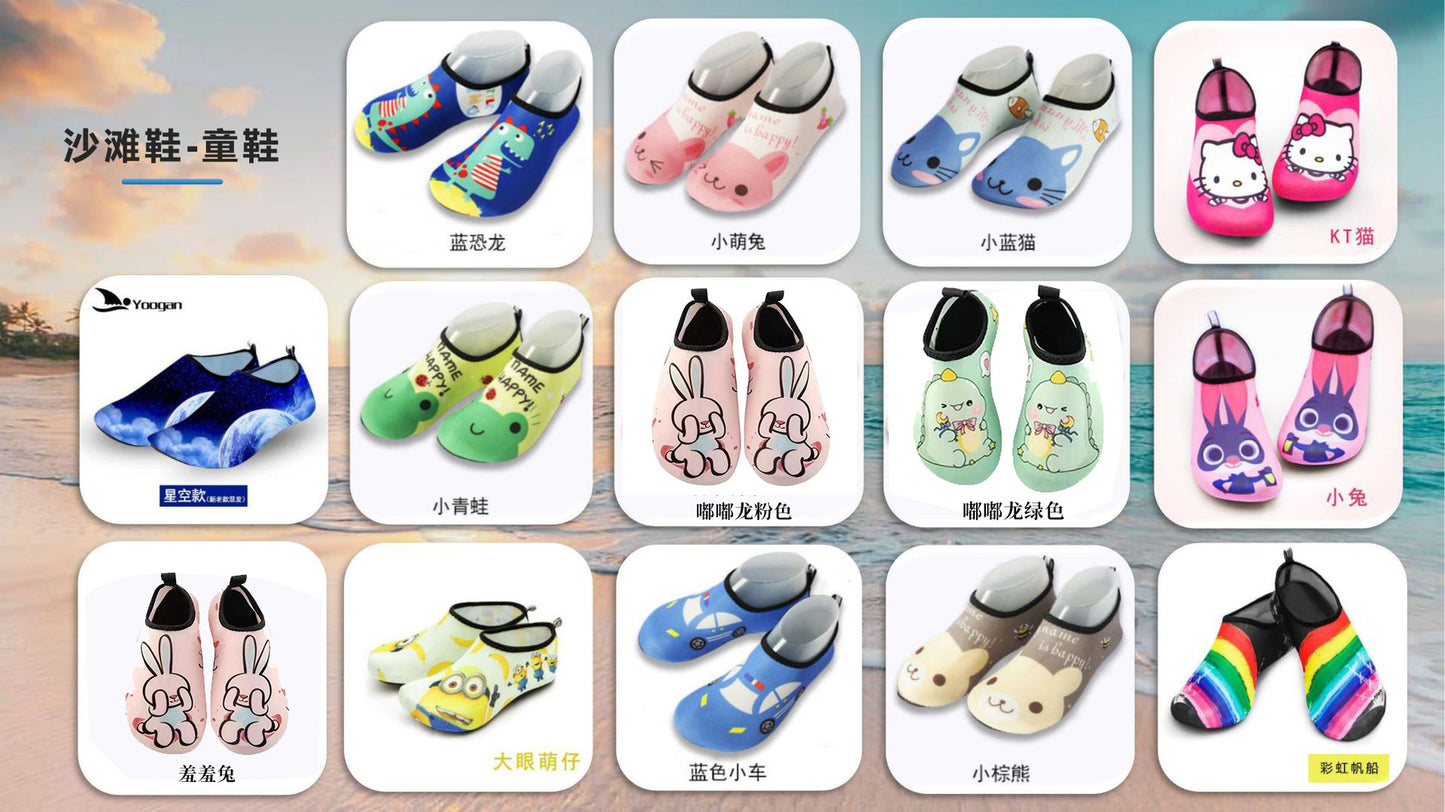 Cartoon Children's Beach Shoes Hard Sole Wading Shoes Diving Equipment Snorkeling Shoes and Socks Barefoot Swimming Shoes Diving Socks Quick-drying