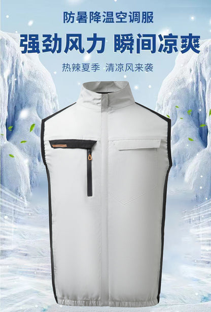 Cross-border Summer New Air Conditioning Clothing Hooded Tooling Short-sleeved Cooling Fan Clothing Outdoor Summer Prevention Work Clothes for Men