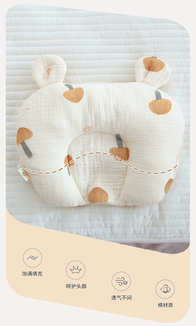 Class A cotton baby gauze baby anti-deflection head shaped pillow sweat-absorbing breathable Four Seasons suitable for newborn comfort pillow