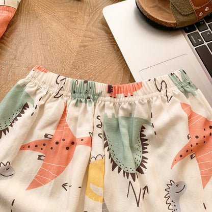 2026 New Children's Short-Sleeved Suit, Men's Short-Sleeved Shirt Suit, Short-Sleeved Shorts Beach Two-Piece Set