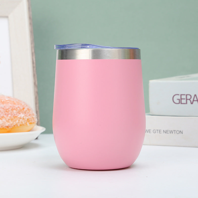 304 Stainless Steel Eggshell Cup Portable Cross-Border U-Shaped Wine Thermos Cup 12oz Cup American Style Wholesale Aviation Cup