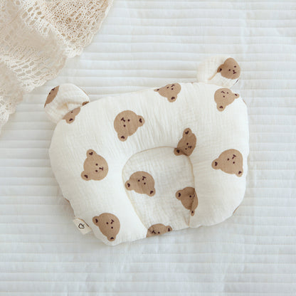 Class A cotton baby gauze baby anti-deflection head shaped pillow sweat-absorbing breathable Four Seasons suitable for newborn comfort pillow