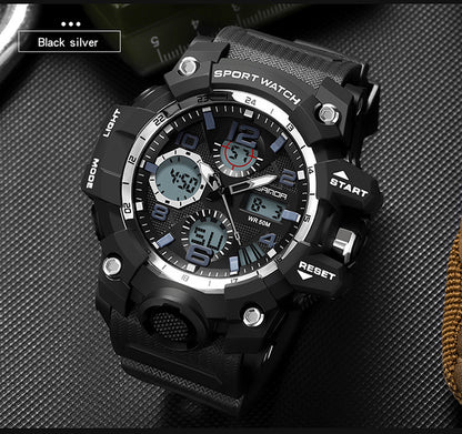 Sanda Hot-Selling Watch Korean Version Student Party Multi-Functional Waterproof Alarm Clock Electronic Watch Cool Dual Display Luminous Sports Watch by PDG ibma