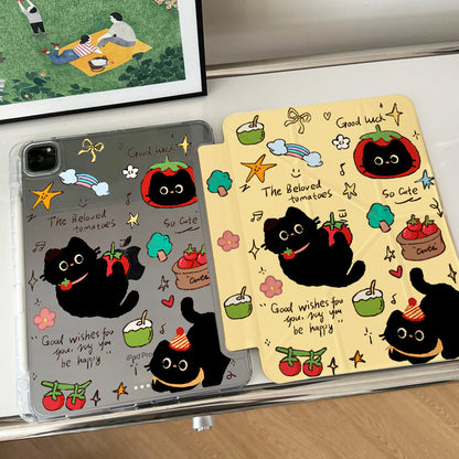 For iPad11 protective cover air7 shell transparent anti-bending pro Apple 11 inch new mini7 cartoon painting