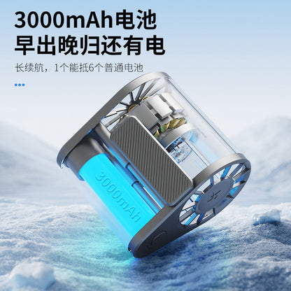 Cross-Border New Waist-Mounted Fan, Extra Large Capacity, Handheld USB Charging, Portable Outdoor Camping Cooling Device