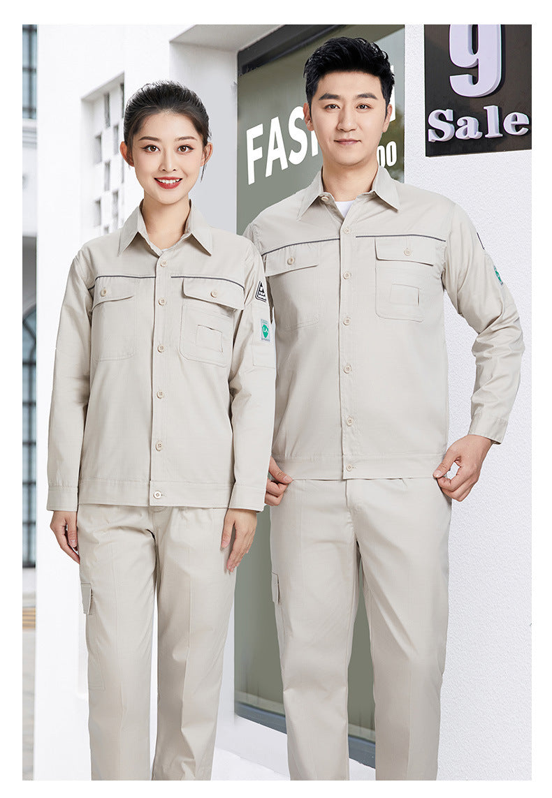Pure cotton summer anti-static card pocket work clothes gas station filling station thin gas petrochemical long sleeve labor protection clothing