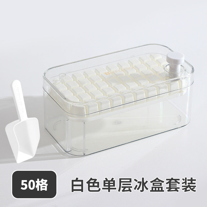 Ice Cube Mold Food Grade Household Pressed Ice Tray Large Capacity Ice Cube Storage Box Refrigerator Homemade Frozen Ice Artifact