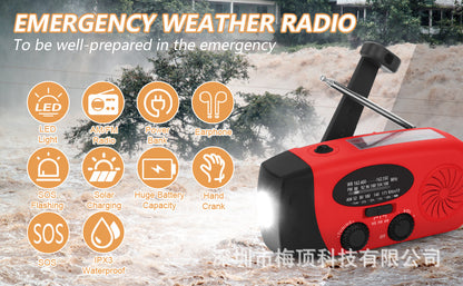 5000Mah Amazon Portable Emergency Radio Multi-Functional Solar-Powered Hand-Cranked Multi-Band Radio