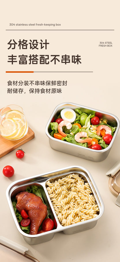 304 Stainless Steel Preservation Box Food Sealed Lunch Box for Microwave Lunch Box Large Capacity Square with Handler