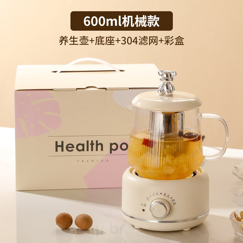 Health Pot Household Multifunctional Full Glass Tea Maker Kettle Small Office Flower Tea Pot Electric Cup Gift