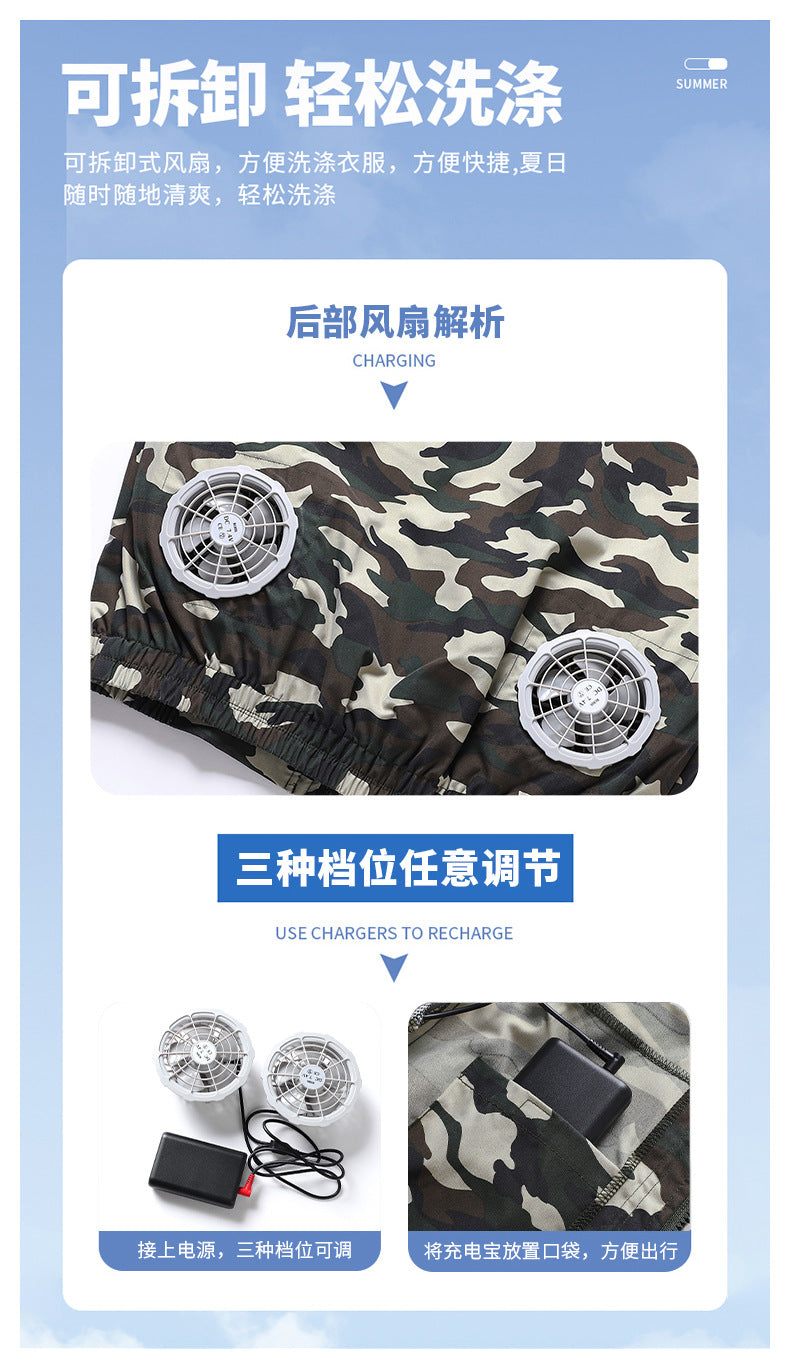 Summer Air Conditioning Clothing Clothes with Three Fans Heatstroke Prevention and Cooling Work Clothing for Men's Construction Site Heatstroke Prevention and Refrigeration Labor Protection Clothing