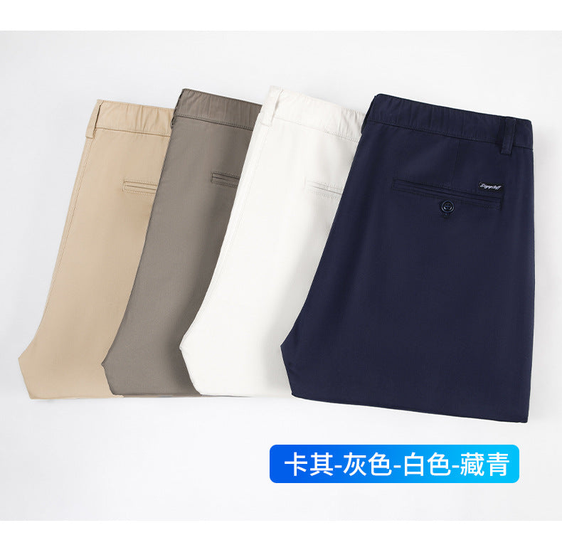 Binhaolu Men's Clothing High-End Pure Cotton Casual Pants for Men, Autumn and Winter Style with Fleece, New Business Style Men's Pants in Navy Blue