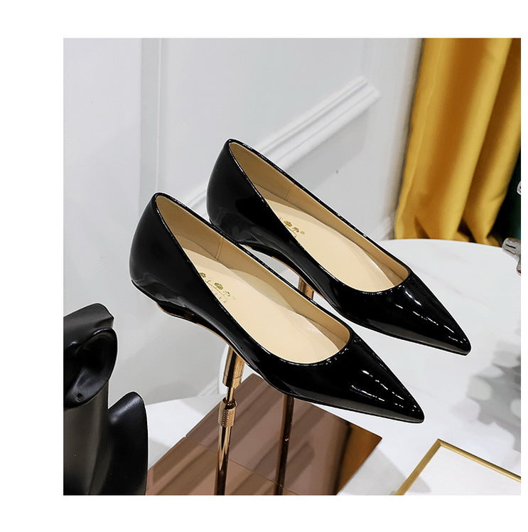 Patent Leather Women Flats Lady Sexy Evening Party Slip On Flat Shoes Women Sharp Pointed Low Heel Shoes Leisure Female Shoes
