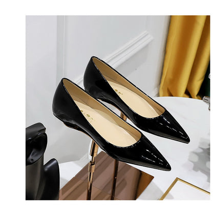 Patent Leather Women Flats Lady Sexy Evening Party Slip On Flat Shoes Women Sharp Pointed Low Heel Shoes Leisure Female Shoes