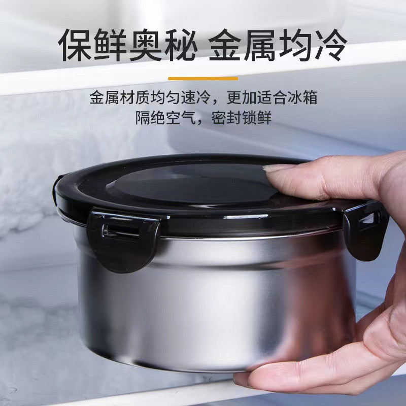 Cross-Border Stainless Steel Crisper Food Storage Box Refrigerator Sealed Box Fruit Lunch Box Lunch Box Korean Three-Piece Set