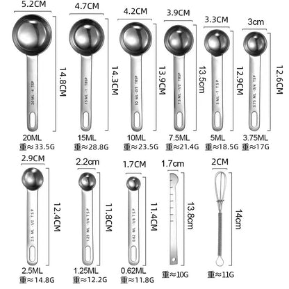 In-Stock Stainless Steel Measuring Spoons and Cups Set Baking Measuring Spoons Measuring Cups with Scale Multi-Purpose Spoons