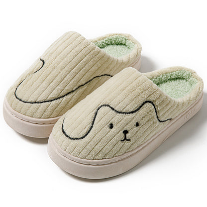 Cotton Slippers for Women to Wear Outside in Winter New Style Indoor Home Thick-Soled Non-Slip Plush Warm Couple Slippers for Men at Home