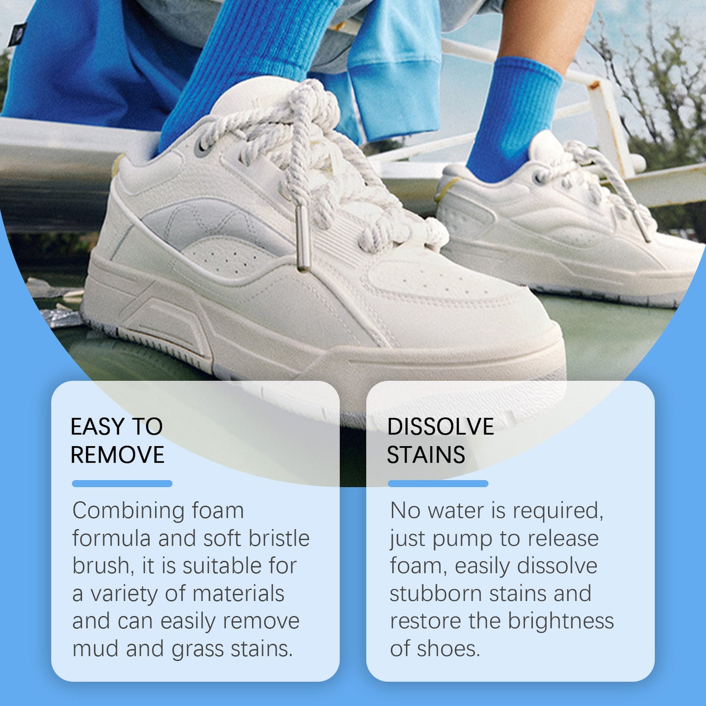 Jakehoe Sports Shoe Cleaner White Shoe Foam Cleans Quickly Removes Stains Without Damaging the Upper Comes with a Brush Head