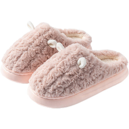 Cotton Slippers for Women, Cute Girly Heart, Indoor Home, Non-Slip, Warm, Couple Style, Dormitory Wearable Slippers for Men, Autumn and Winter