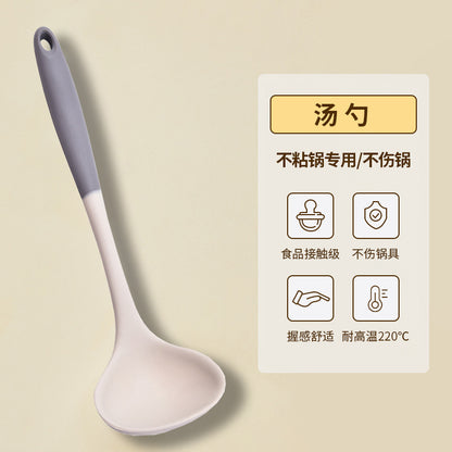 Wholesale gray two-color silicone spatula spoon household high temperature resistant non-stick pan cooking spatula soup spoon fishing fence kitchen suit